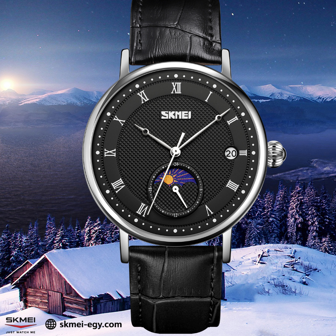 Skmei 9308: An elegant wristwatch with a modern design that combines simplicity and luxury. It features a classic round case that suits various tastes (black & black).