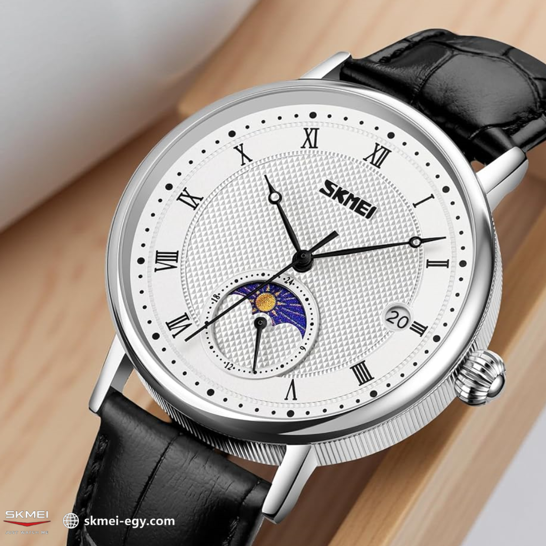 Skmei 9308: An elegant wristwatch with a modern design that combines simplicity and luxury. It features a classic round case suitable for various tastes (black & white).