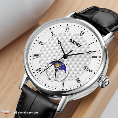 Skmei 9308: An elegant wristwatch with a modern design that combines simplicity and luxury. It features a classic round case suitable for various tastes (black & white).