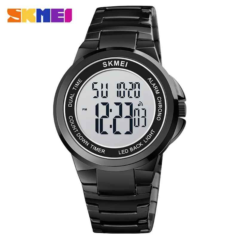 skmei 1712 ساعة فاخرة للرجال من الفولاذ المقاوم للصدأ اسود