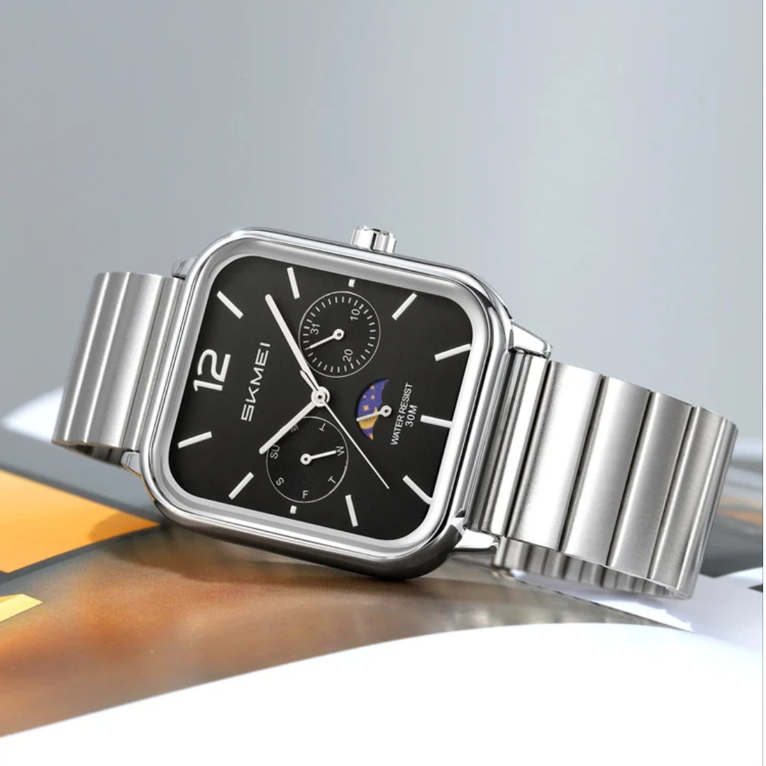 Skmei 2509 Analog Watch, Classic Design, Stylish, Unisex, Silver with Black Dial