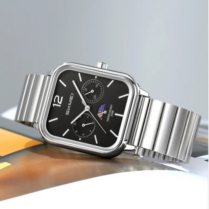 Skmei 2509 Analog Watch, Classic Design, Stylish, Unisex, Silver with Black Dial