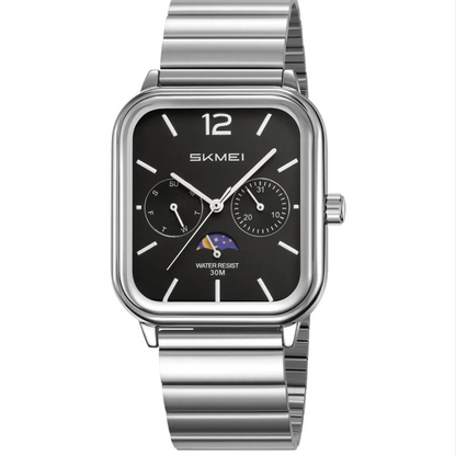 Skmei 2509 Analog Watch, Classic Design, Stylish, Unisex, Silver with Black Dial