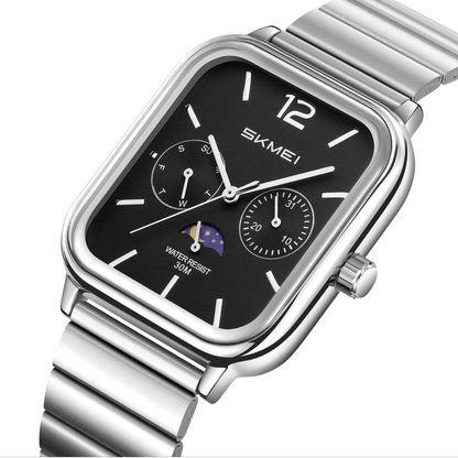 Skmei 2509 Analog Watch, Classic Design, Stylish, Unisex, Silver with Black Dial