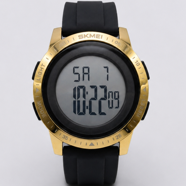 SKMEI 2627 Men's Stylish Digital Watch (Gold & White)