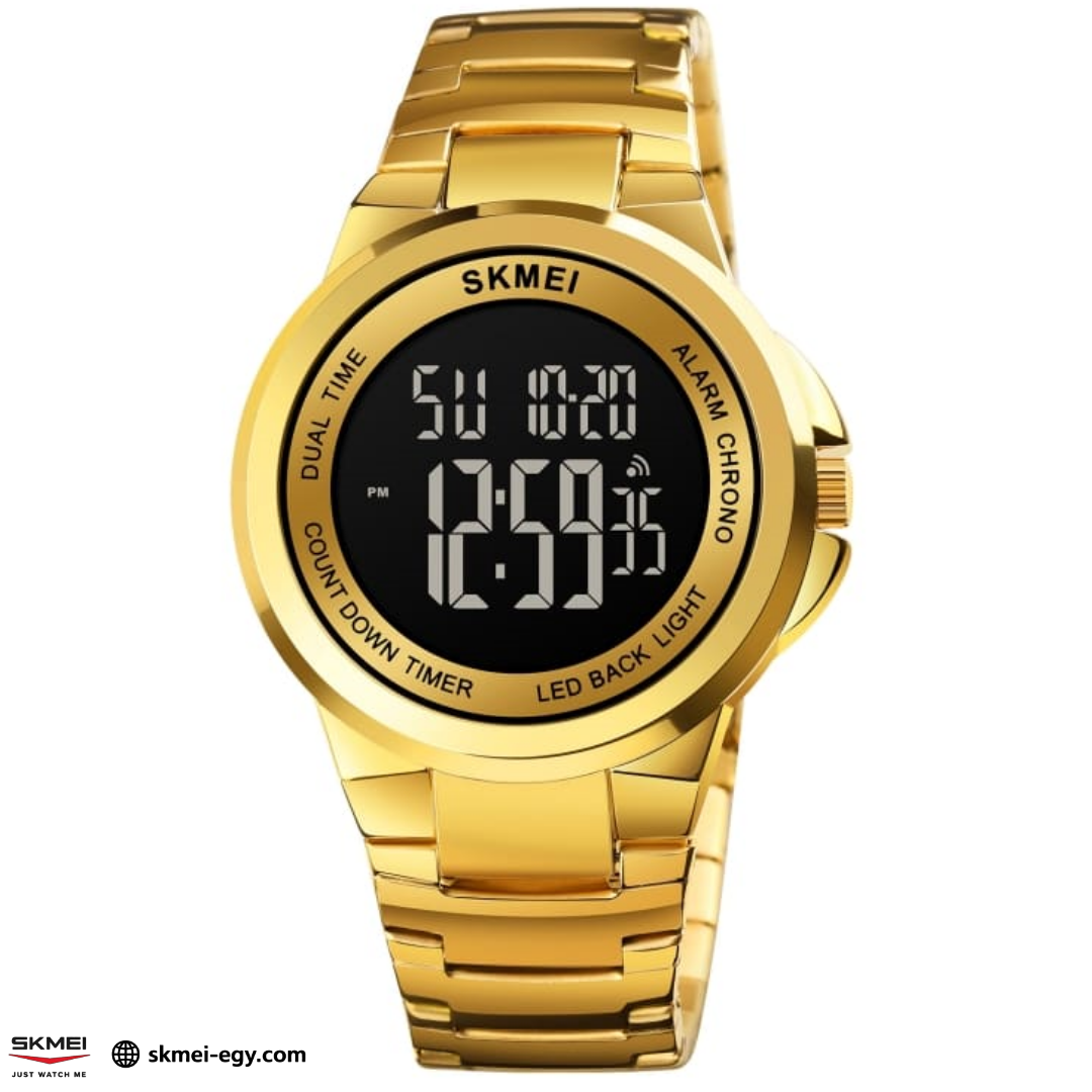 ساعة سكيمي 1712  فاخرة للرجال من الفولاذ المقاوم للصدأ   (ذهبي&أسود)