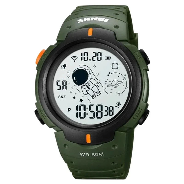 SKMEI 1820 Digital Sports Watch (Olive Green & White)