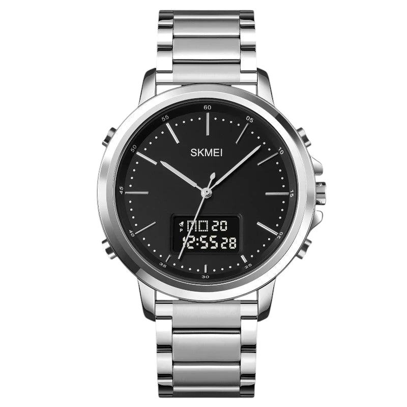 skmei 1652 ساعة فاخرة للرجال من الفولاذ المقاوم للصدأ فضي