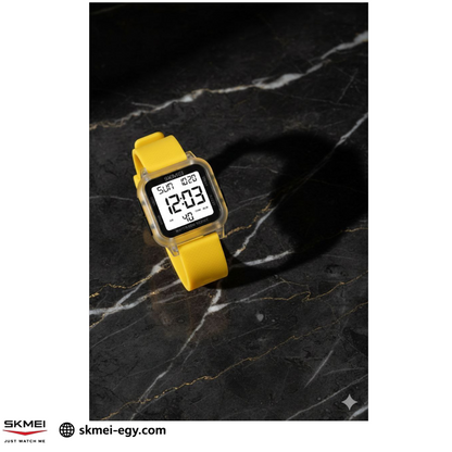 ساعة سكيمي 1894  رقمية رياضية للجنسين مقاومة للماء أصفر&أبيض