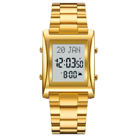 Skmei 1815 Prayer Times Watch Gold and Silver Stainless Steel Strap Anti-Rust and Peeling