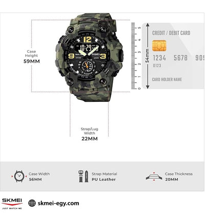 ساعة سكيمي  1637   رياضيه كاجوال مقاومة للماء(أخضر جيشي)