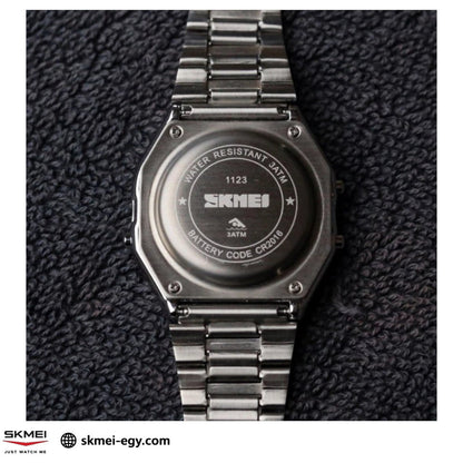 ساعة سكيمي 1123 رقمية كلاسيك ستانلس ستيل سوار  فضي 