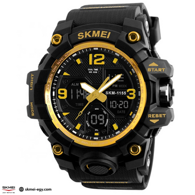 ساعه سكيمي  1155  رياضية مقاومة للماء  (أسود&ذهبي)