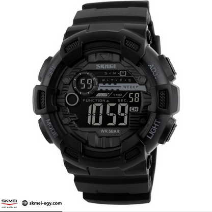 ساعة  سكيمي   1243   رقمية رياضية بتصميم أنيق (أسود)