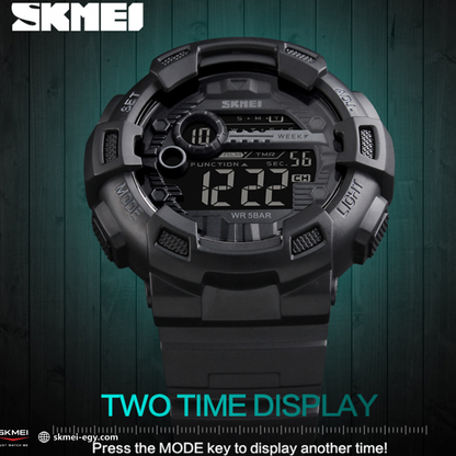 ساعة  سكيمي   1243   رقمية رياضية بتصميم أنيق (أسود)