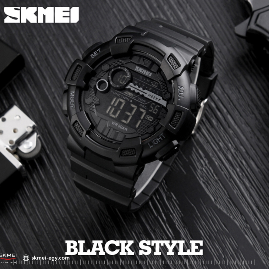 ساعة  سكيمي   1243   رقمية رياضية بتصميم أنيق (أسود)
