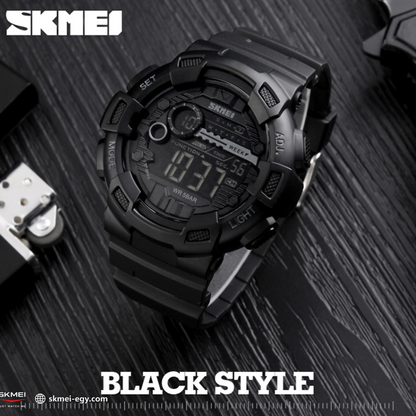 ساعة  سكيمي   1243   رقمية رياضية بتصميم أنيق (أسود)