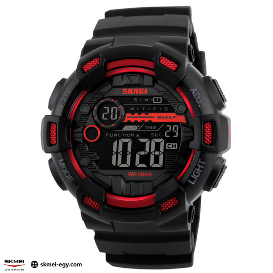 ساعة  سكيمي  1243 رقمية رياضية بتصميم  أنيق (أسود&أحمر)