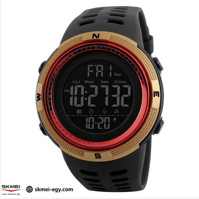 ساعة سكيمي 1251  رجالي ديجيتال أنيقة اطار  (أسود&ذهبي&أحمر)