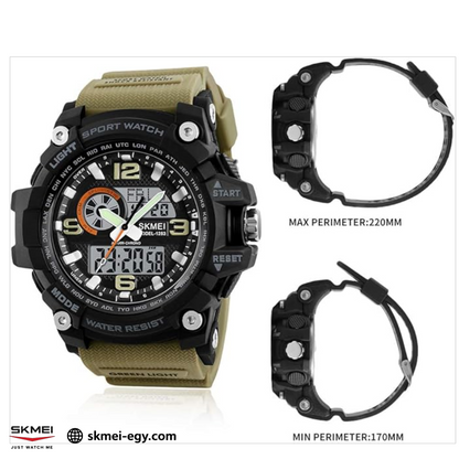 ساعة سكيمي1283  رياضية مزدوجة أرقام وعقارب