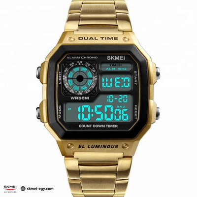 ساعة سكيمي 1335  معدن رقمية رجالي (ذهبي)