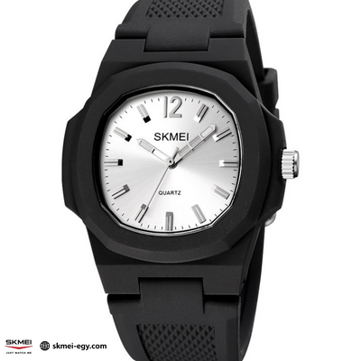 ساعة سكيمي 1717 عقارب نسائية أنيقة مقاومة للماء  (أسود&أبيض)