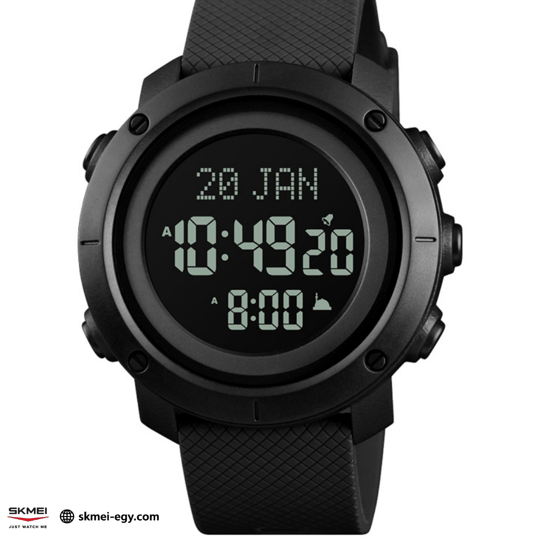 ساعة سكيمي 1728 مواقيت الصلاة (أسود&أسود)