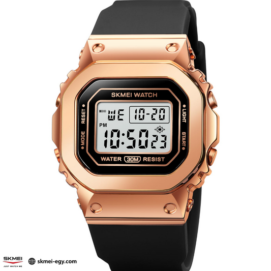 ساعة سكيمي  1796  رسمية ورياضية في نفس الوقت مصممة خصيصًا للرجال والنساء (أسود&روز)