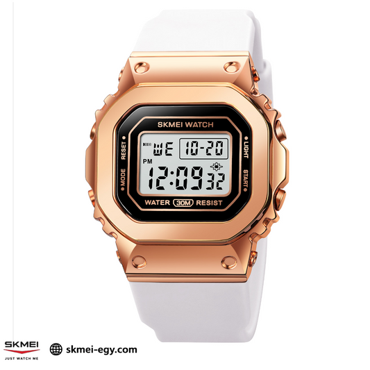 ساعة سكيمي 1796 رسمية ورياضية في نفس الوقت مصممة خصيصًا للرجال والنساء(أبيض&روز)