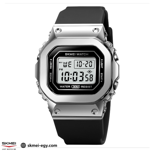 ساعة سكيمي   1796   رسمية ورياضية في نفس الوقت مصممة خصيصًا للرجال والنساء (أسود&فضي)