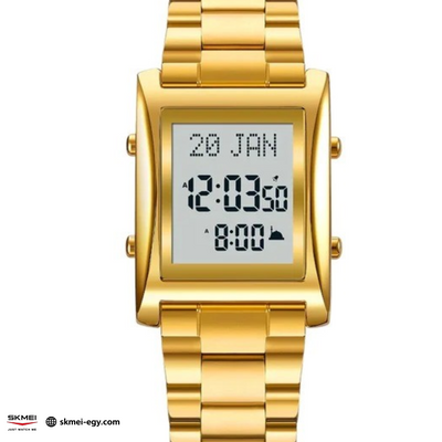 ساعة سكيمي 1815  مواقيت الصلاة  ستانلس ستيل ضد الصدأ والتقشير (ذهبي&أبيض)