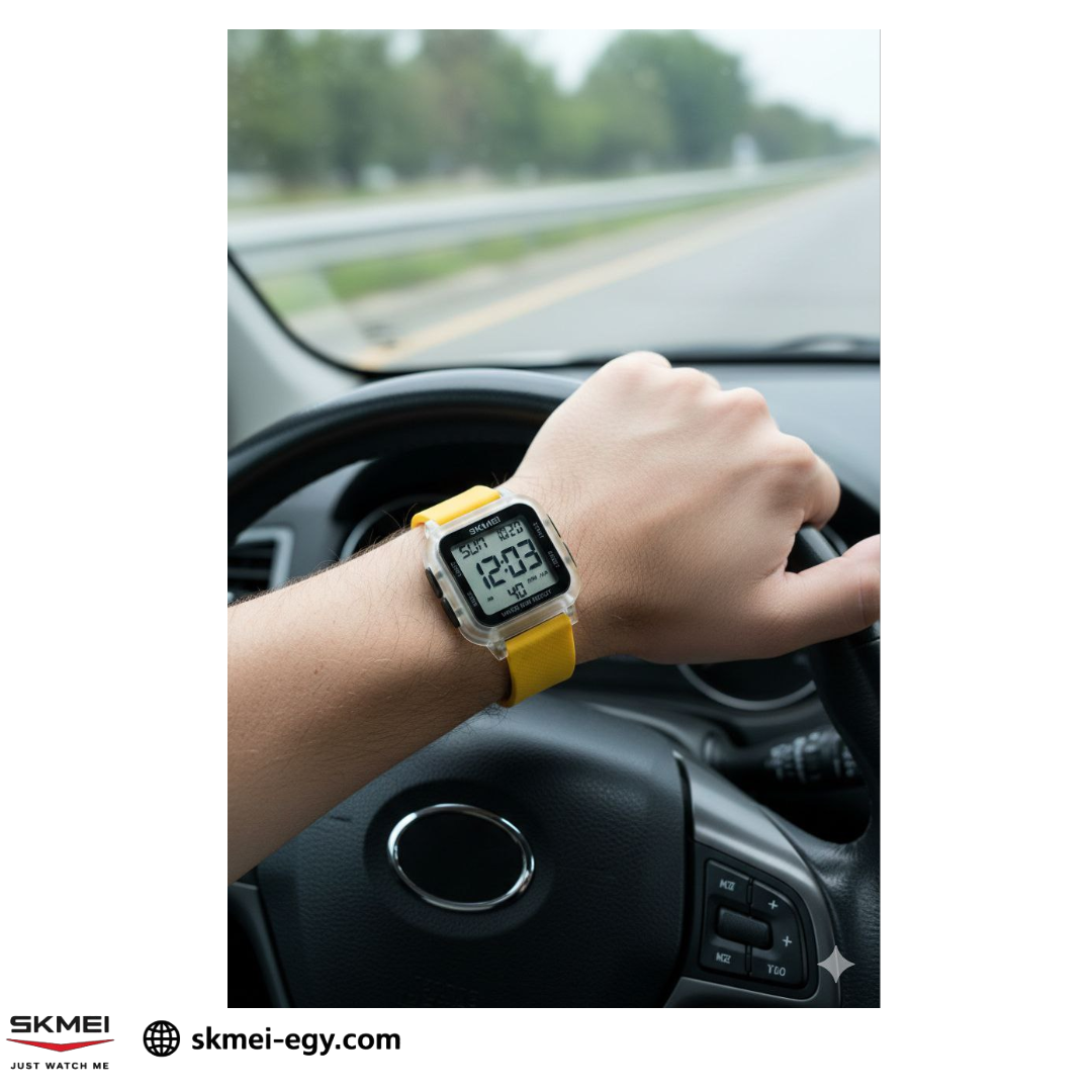 ساعة سكيمي 1894  رقمية رياضية للجنسين مقاومة للماء أصفر&أبيض