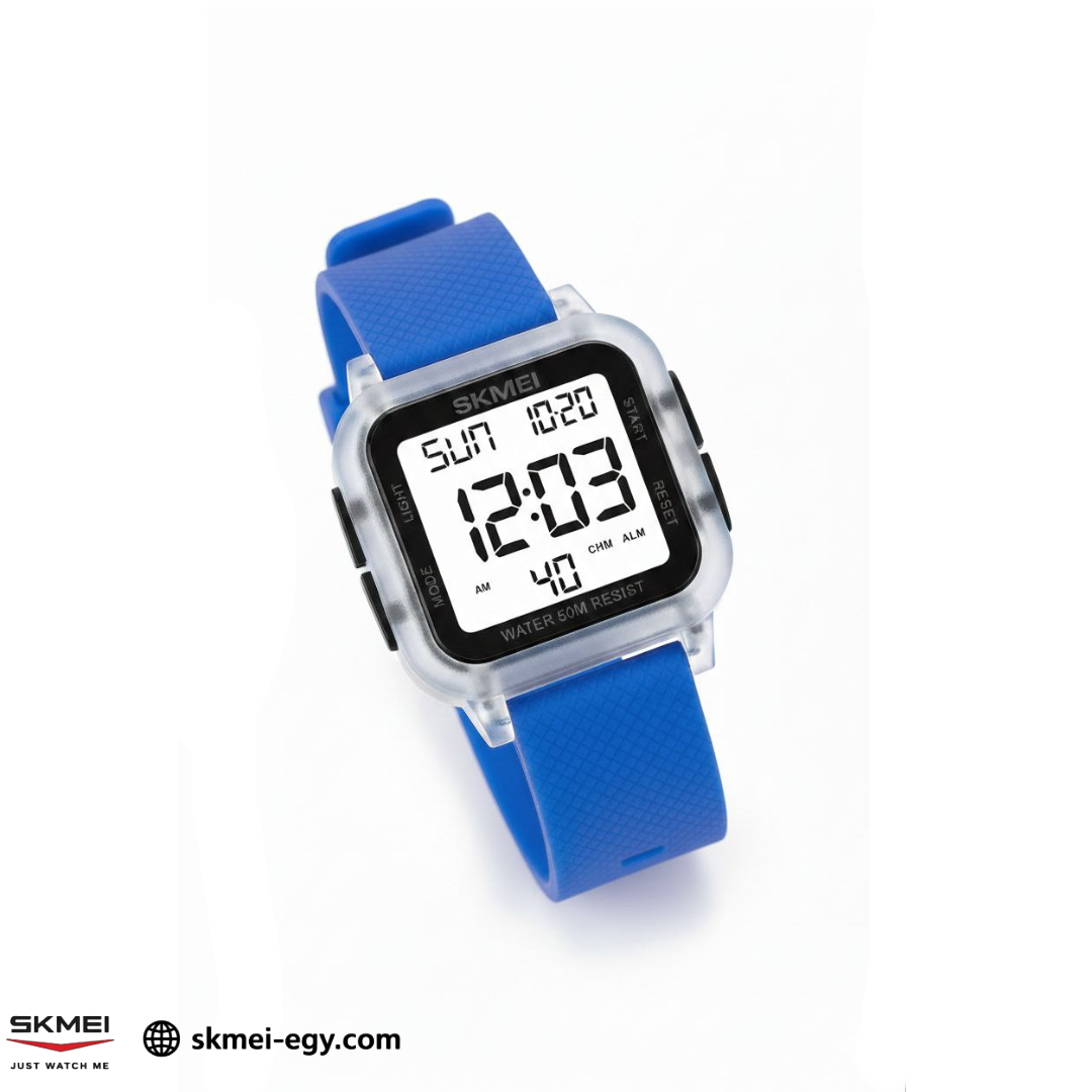 ساعة سكيمي 1894  رقمية رياضية للجنسين مقاومة للماء أزرق&أبيض