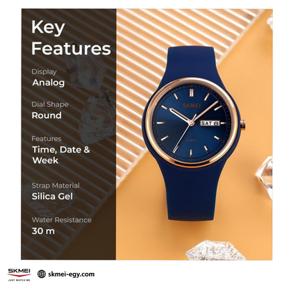 سكيمي 2057 اللون الازرق الغامق، ساعة كوارتز نسائية كلاسيكية