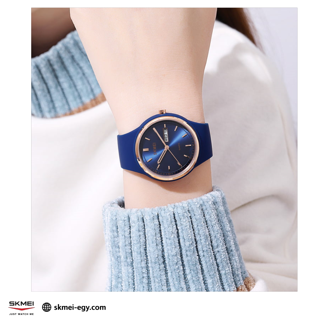 سكيمي 2057 اللون الازرق الغامق، ساعة كوارتز نسائية كلاسيكية