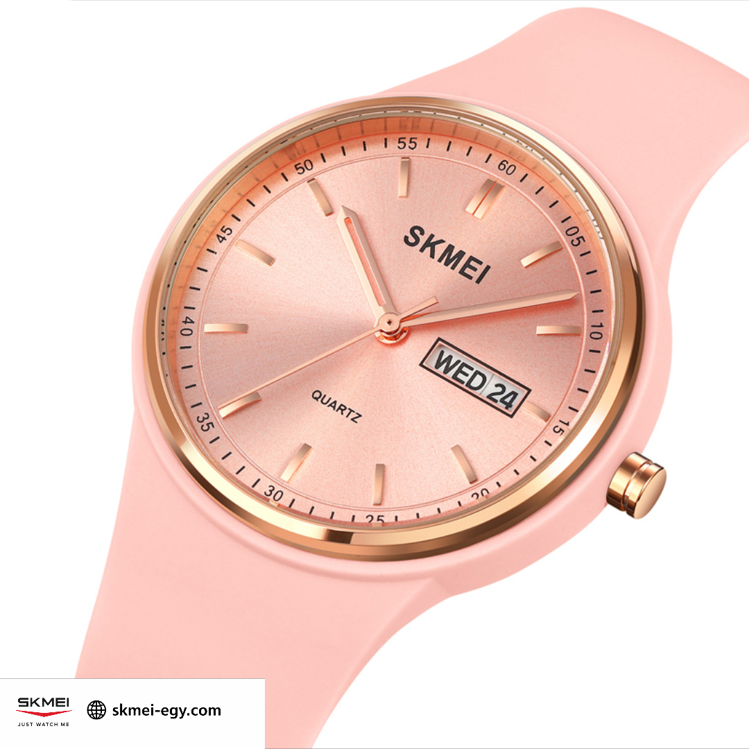 سكيمي 2057 اللون البينك ، ساعة كوارتز نسائية كلاسيكية