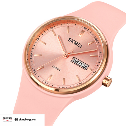 سكيمي 2057 اللون البينك ، ساعة كوارتز نسائية كلاسيكية