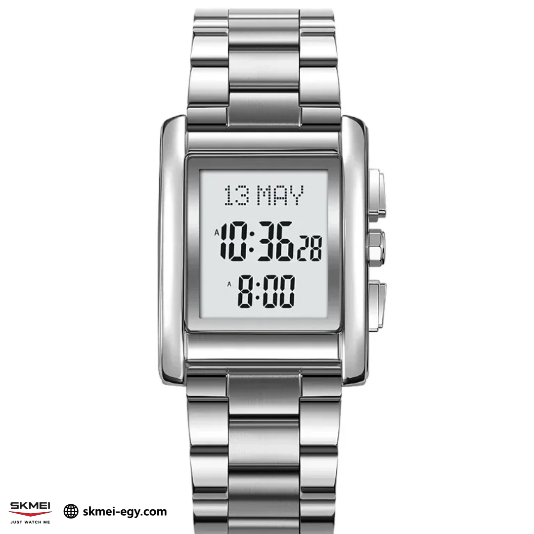 ساعة  سكيمي 2092  مواقيت الصلاة (فضي&أبيض)