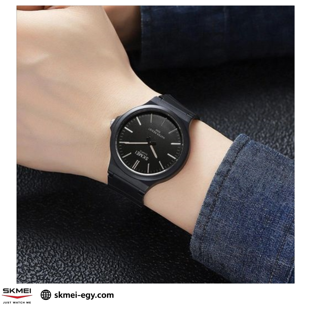 ساعة سكيمي 2108 عقارب بتصميم كلاسيكي بسيط للجنسين أسود