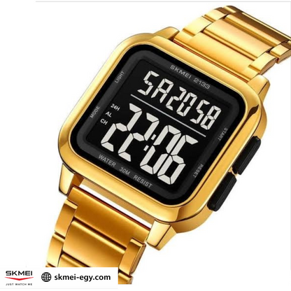 ساعة  2133سكيمي للرجال فاخرة بلون الذهبي والاسود من الفولاذ المقاوم للصدأ 