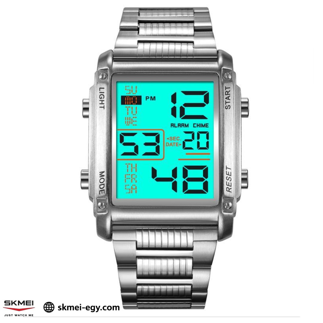 ساعة سكيمي 2206 للرجال فاخرة بلون الفضي من الفولاذ المقاوم للصدأ