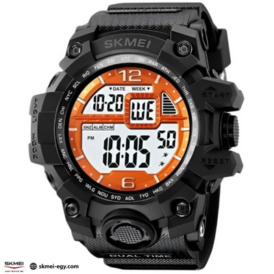 ساعة سكيمي 2245   رياضية رقمية مقاومة للماء (أسود&برتقالي&أبيض)