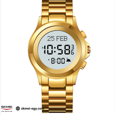 ساعة سكيمي 2270  مواقيت الصلاة (ذهبي&أبيض)