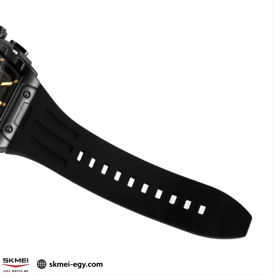 ساعة سكيمي 2363 عقارب بهيكل ستيل وسوار مطاطي فاخرة أسود&ذهبي