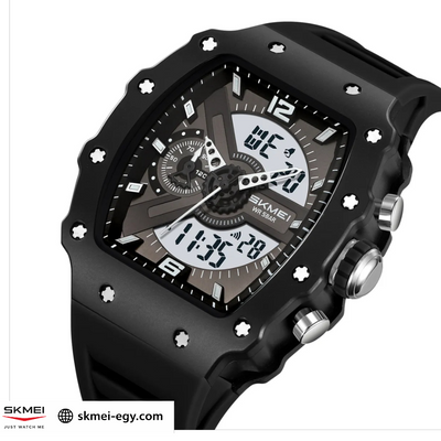  ساعة سكيمي 2398  كوارتز/ديجيتال رجالية فاخرة باللون أسود&أبيض