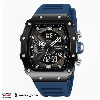  ساعة سكيمي 2398 كوارتز/ديجيتال رجالية فاخرة باللون أزرق &أسود