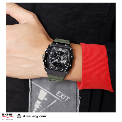 ساعة سكيمي 2398 كوارتز/ديجيتال رجالية فاخرة زيتي &أسود 