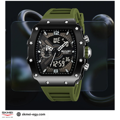 ساعة سكيمي 2398 كوارتز/ديجيتال رجالية فاخرة زيتي &أسود 