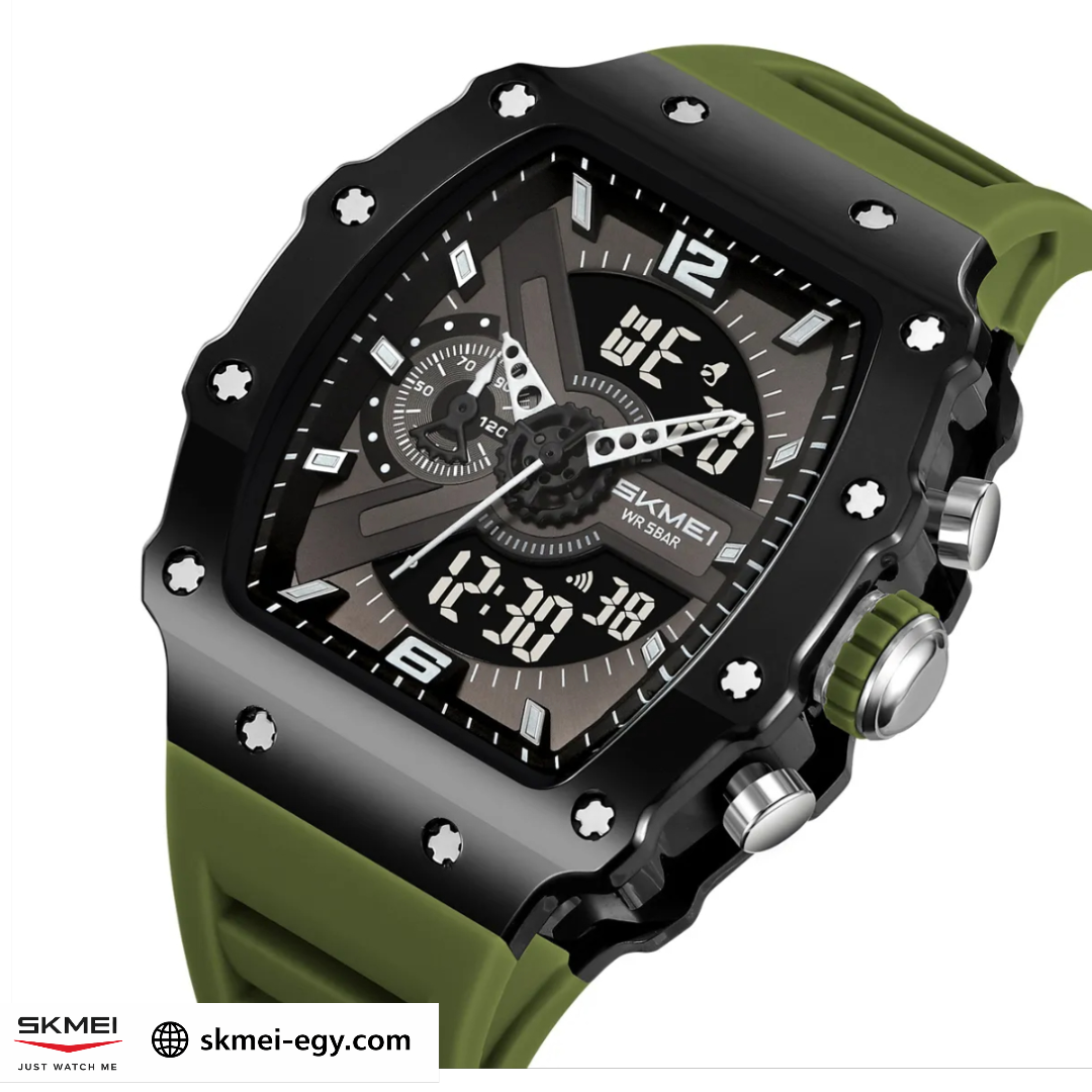 ساعة سكيمي 2398 كوارتز/ديجيتال رجالية فاخرة زيتي &أسود 