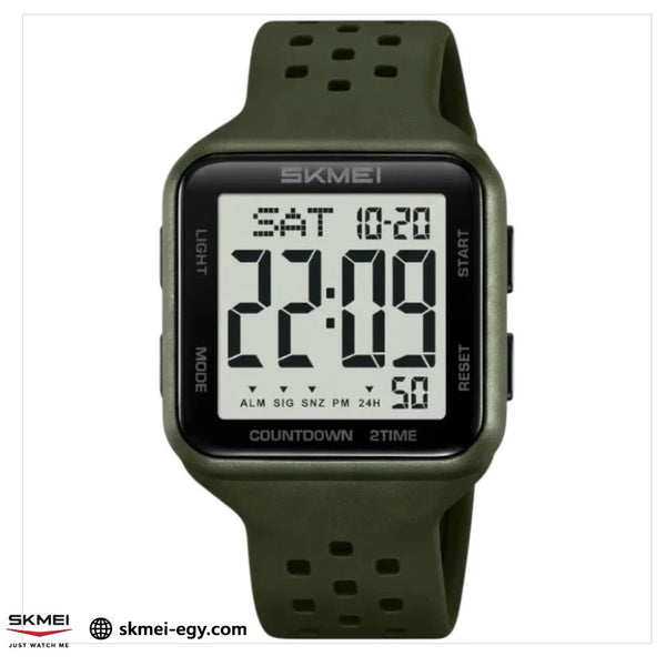 SKMEI 2440 Digital Multi-Function Waterproof Watch - Olive & White